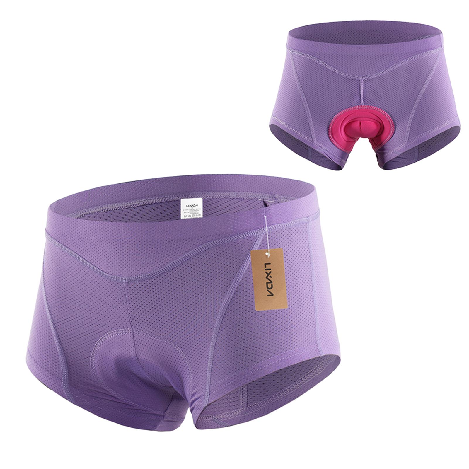 Lixada Damen Fahrrad-Unterwäsche, 3D-Gel-gepolsterte Fahrrad-Slips, MTB, Radfahren, Radfahren, Unterwäsche, Shorts XL violett
