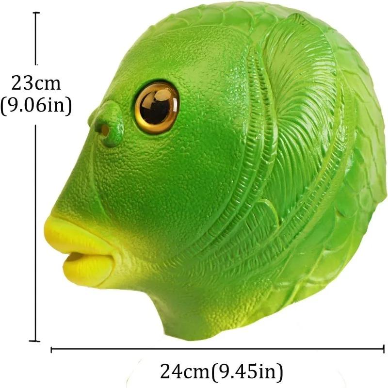 Grüne Fischmaske, lustige Latex-Vollkopfmaske, realistische Masken, Verkleidung für Halloween, Karneval, Kostümparty 1PCS