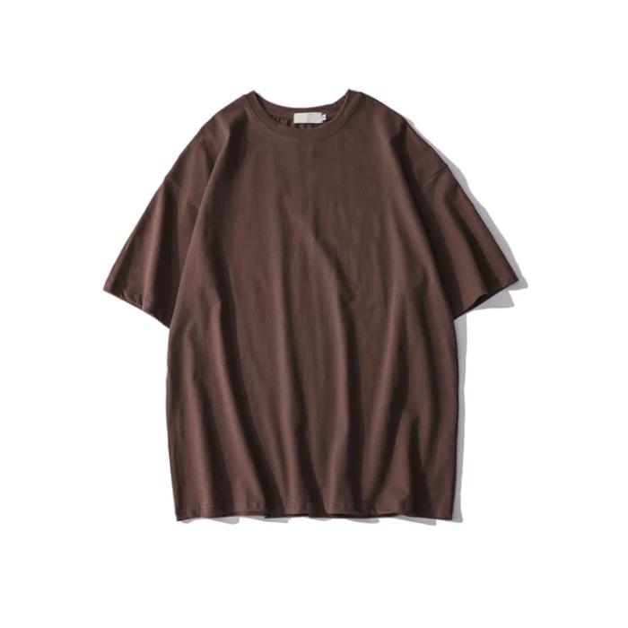 Sommer solide reine Baumwolle T-Shirts Frauen Harajuku Übergroßen Kurzarm y2k Tops Unisex Koreanische Streetwear Casual Basic T-Shirt Weibliche Gute Qualität XXXL kaffeebraun