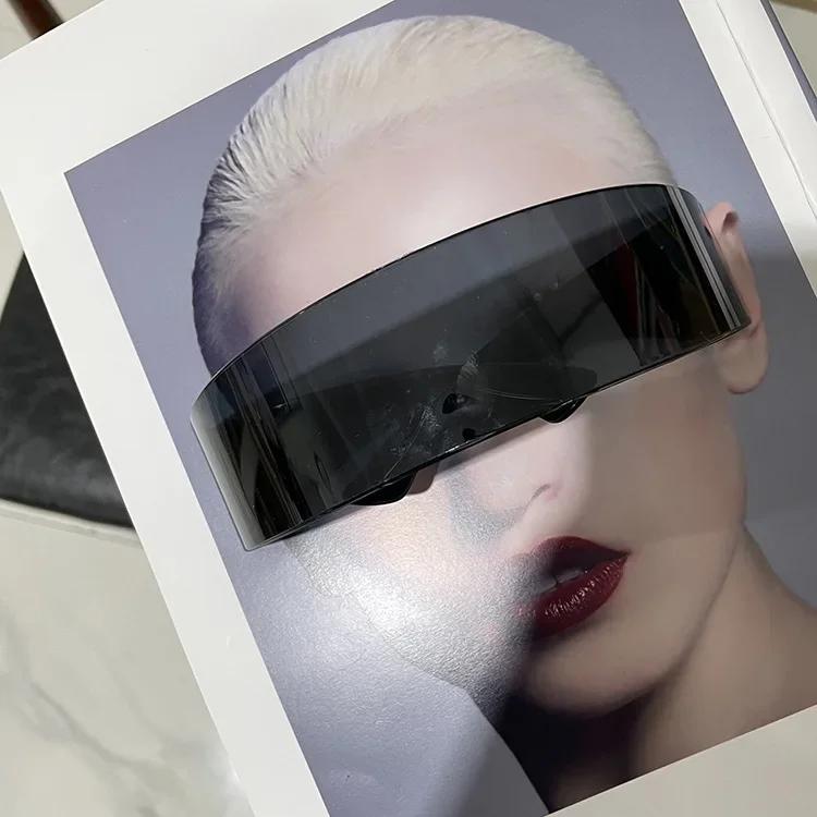 Futuristische Schmale Cyclops Visier Brille Laser Brille UV Schutz 400 Persönlichkeit Spiegelnde Linse Kostüm Brille Brillen Herren Brillen black