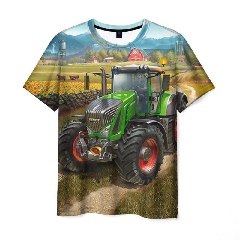 T-Shirts 3D-Druck LKW-Traktoren Sommer Kinder Rundhals T-Shirt Übergroße Jungen Mädchen Unisex Mode Lose Kinderkleidung 160