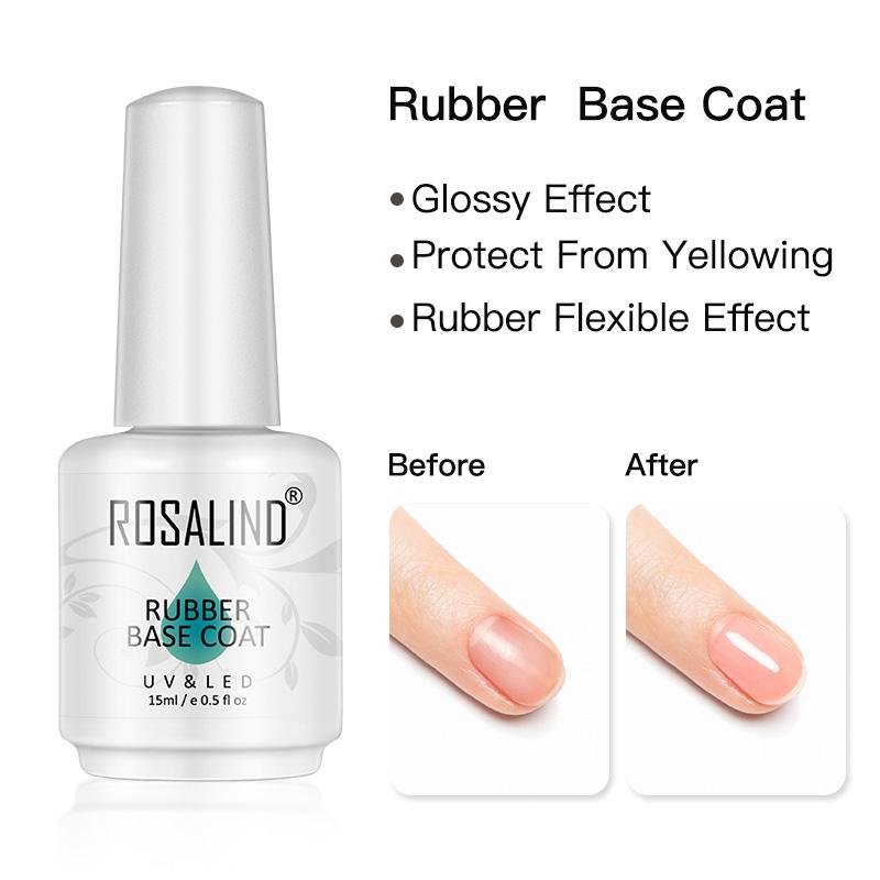 ROSALIND 15 ml Peel-Off-Gel-Nagellack, Basis- und Decklack, Soak-Off-Gel-Nagellack mit Gummieffekt, UV-Gel-Nagellack für Nagelpflege, Kunstdesign
