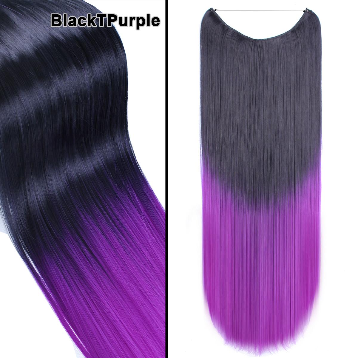 Haarverlängerung One Piece Ohne Clips Regenbogen Ombre Farbe Haarteil Langes Glattes Haar