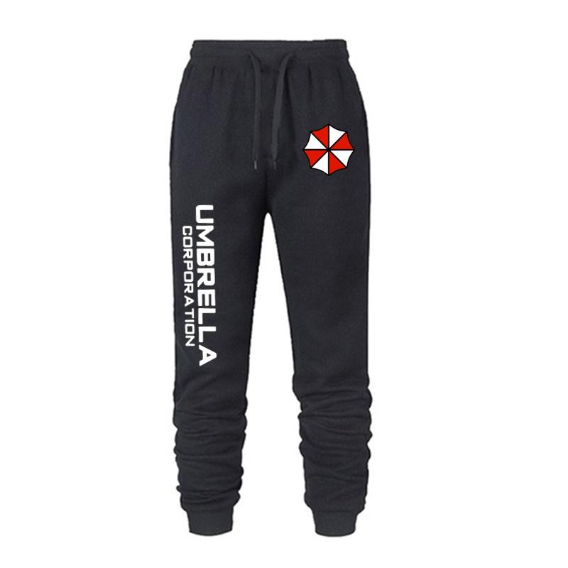Männer Mode Resident Evil Print Hosen Regenschirm Frühling Herbst Fleece Jogginghose Unisex Lange Hosen Casual Sport Hosen 2XL schwarz