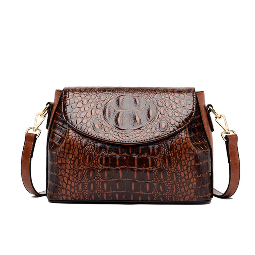 Neue Mode Dame Schulter Tasche Kopf Schicht Rindsleder Krokodil Muster Tasche Weibliche Designer Luxus Reisen Tasche Umhängetasche braun