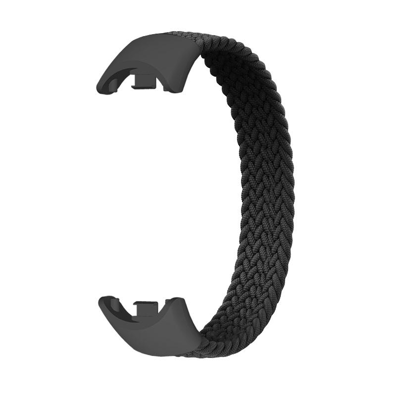 Nylon Armband Buntes Silikonarmband Armband für Mi Band 10 9 8 Uhrenarmband Geflochtene Solo-Schlaufe Pulseira Armband Mi band 8 For Mi Band 8-M schwarz
