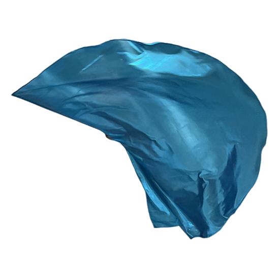 Tanzflagge mit ausziehbarem Stock, halbkreisförmige Form, leuchtende Farbe, glänzende Oberfläche, Performance-Kostüme, Requisiten, Zubehör, Lobflagge see-blaue