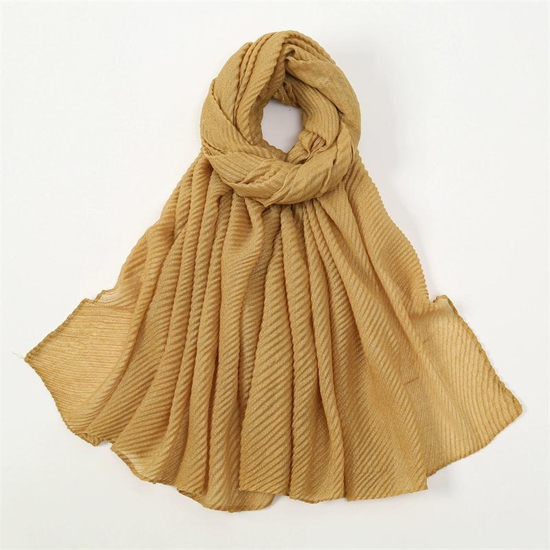 Einfache Knitter Lurex Glitzer Schimmer Viskose Hijab Schals Schal Einfarbig Wickel Stirnband Pashmina Stola Turban Muslimischer Schal 180*85Cm