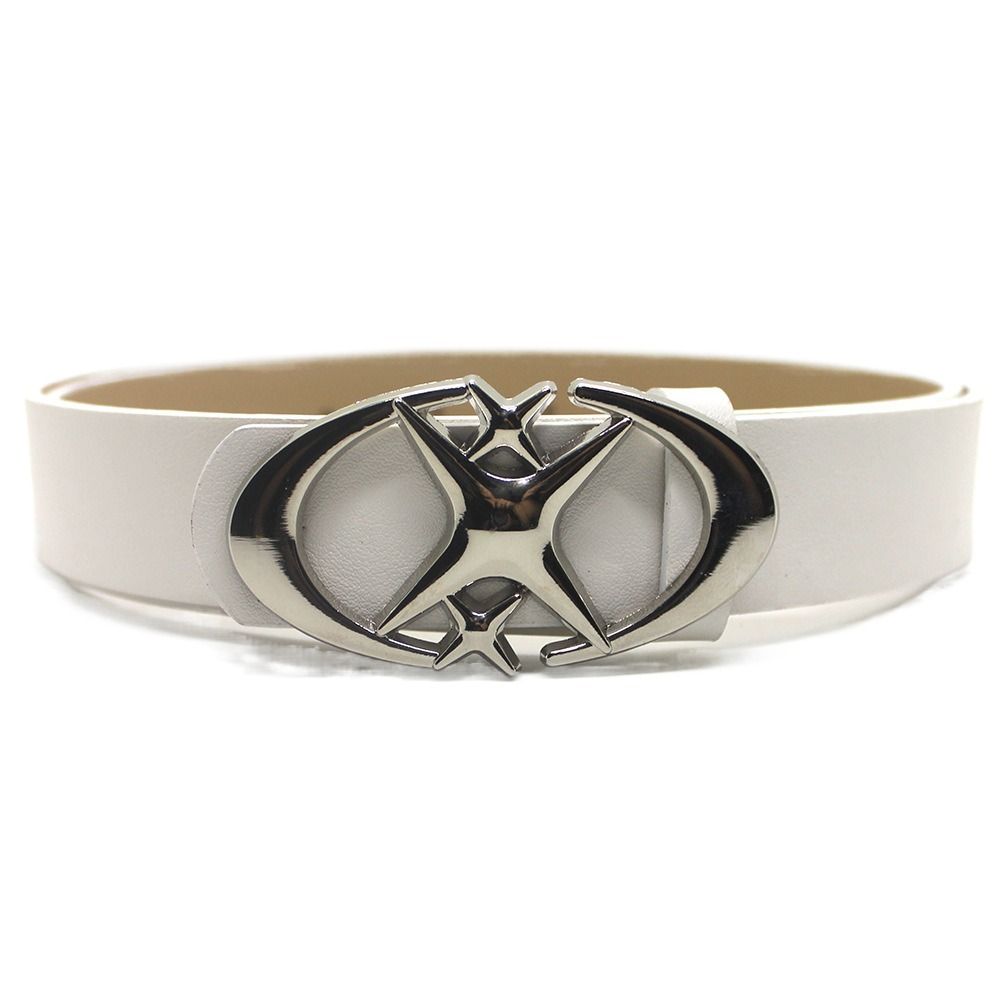 Punk Y2k Gürtel Mond Stern Design Punk Gürtel Vintage Dekorativer Gürtel Herren Damen weiß