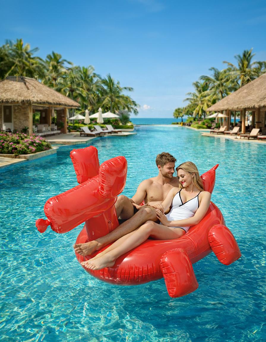 Wikeunain Wasserspiel Ballonhund Großes Erwachsenenrohr (2-Personen-Schlauchboot/Paar-Schlauchboot) Balloon Dog Tube (Adult) beige