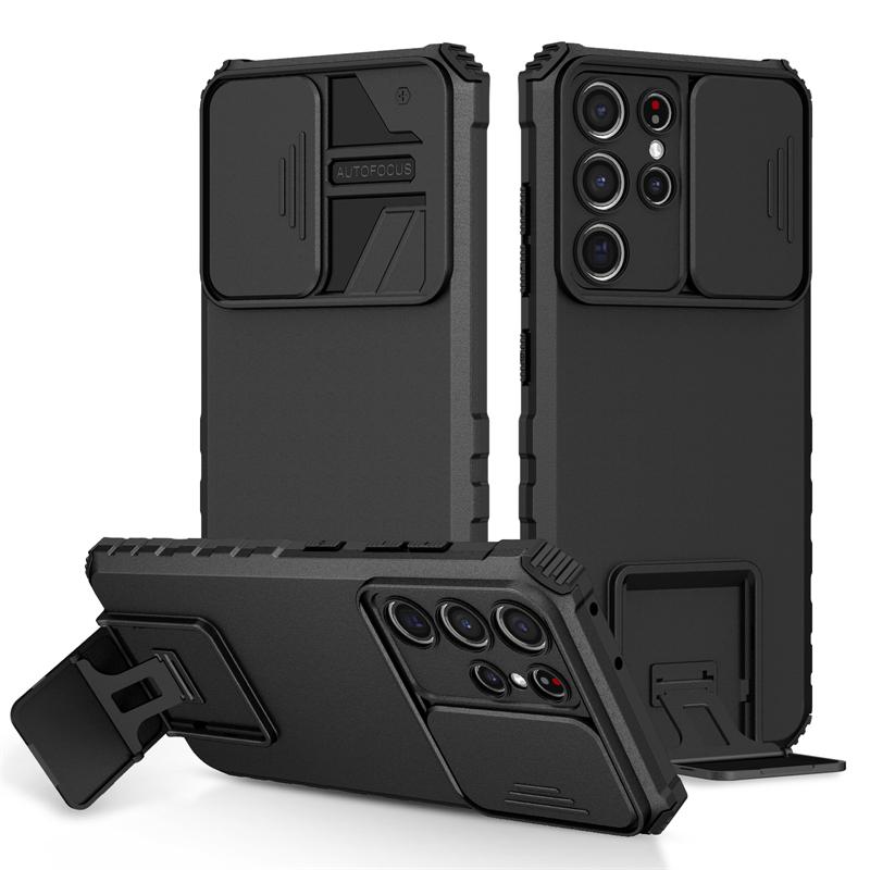 Für Samsung Galaxy S21 Ultra Hülle Slide Camera Armor Schützen Sie die Telefonhülle für Samsung S20 S21 FE S21+ Plus S 21 Halter Rückseite For Galaxy S21 FE schwarz