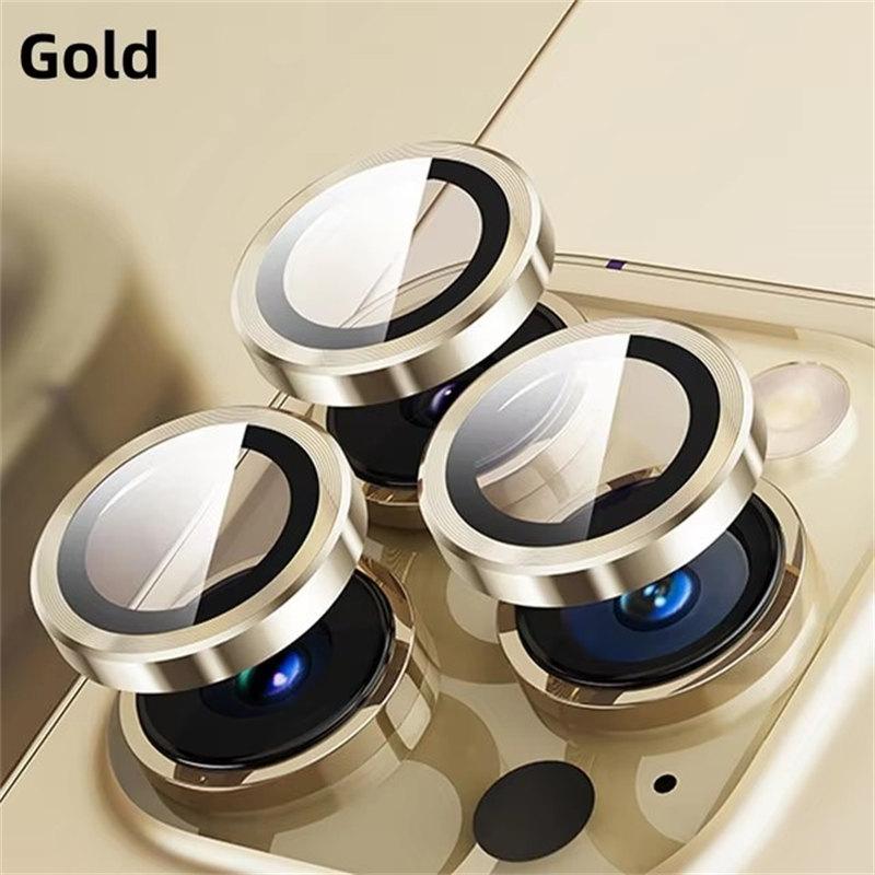 Metall-Kameraobjektivschutz für iPhone 16 15 Pro Max Aluminium-Objektivringgehäuse Glas für iPhone 16 Plus 16 Pro Max Objektivabdeckkappe iPhone 16 Pro gold