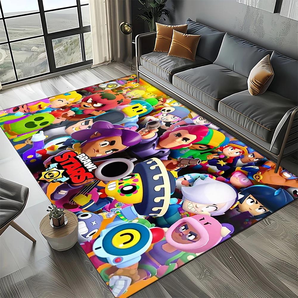 HEISS B-Brawlls Cartoon Spiel 3D Druck Teppich für Wohnzimmer Schlafzimmer Heimdekoration, Kinder Spiel Rutschfest für Sofa Fußmatte 70x100cm( 27x39in )