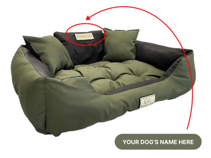 KINGDOG Hundebett mit HUNDENAME wasserdicht langlebig, SML XL XXL 3XL L - 100x75 cm armee grüne