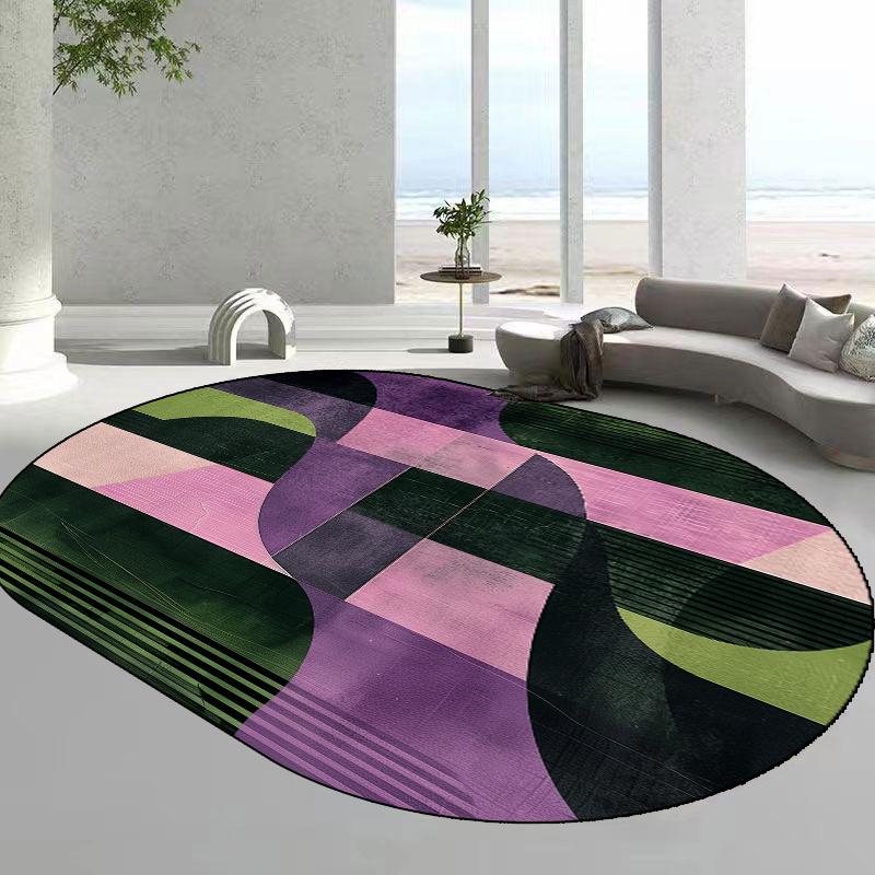 Moderne Abstraktion Ovaler Teppich Groß Wohnzimmer Dekoration Sofa Teppiche Komfort Rutschfest Schlafzimmer Bodenmatte Waschbar Lounge Teppich 80x120cm 31.5x47.2in