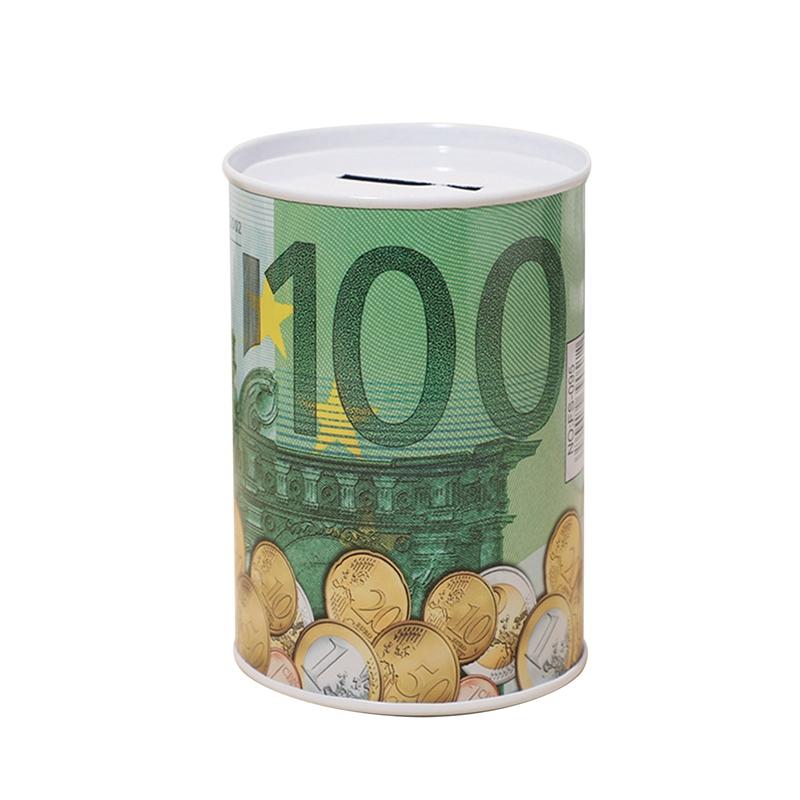 Weißblech Zylinder Sparschwein Euro Dollar Bild Box Haushalt Sparen Geld Box Hause Dekoration Geld Boxen