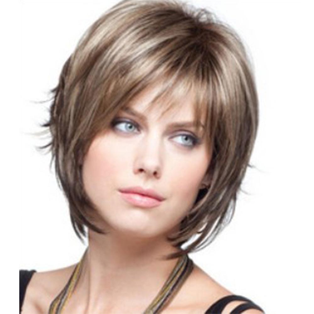 Synthetische Perücke Blond für Damen Gemischt Braun Kurzwellige Haare Cosplay Tägliche Anwendung Perücke Hitzebeständige Perücken KTB braun
