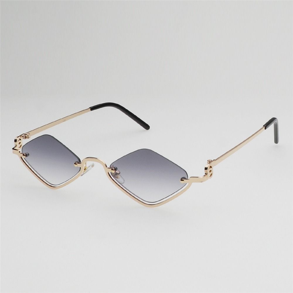 Retro Diamantförmige Damen Sonnenbrille Metall Klein Halbrahmen Sonnenbrille Schmal Hip Hop Vintage Shades Für Damen & Herren