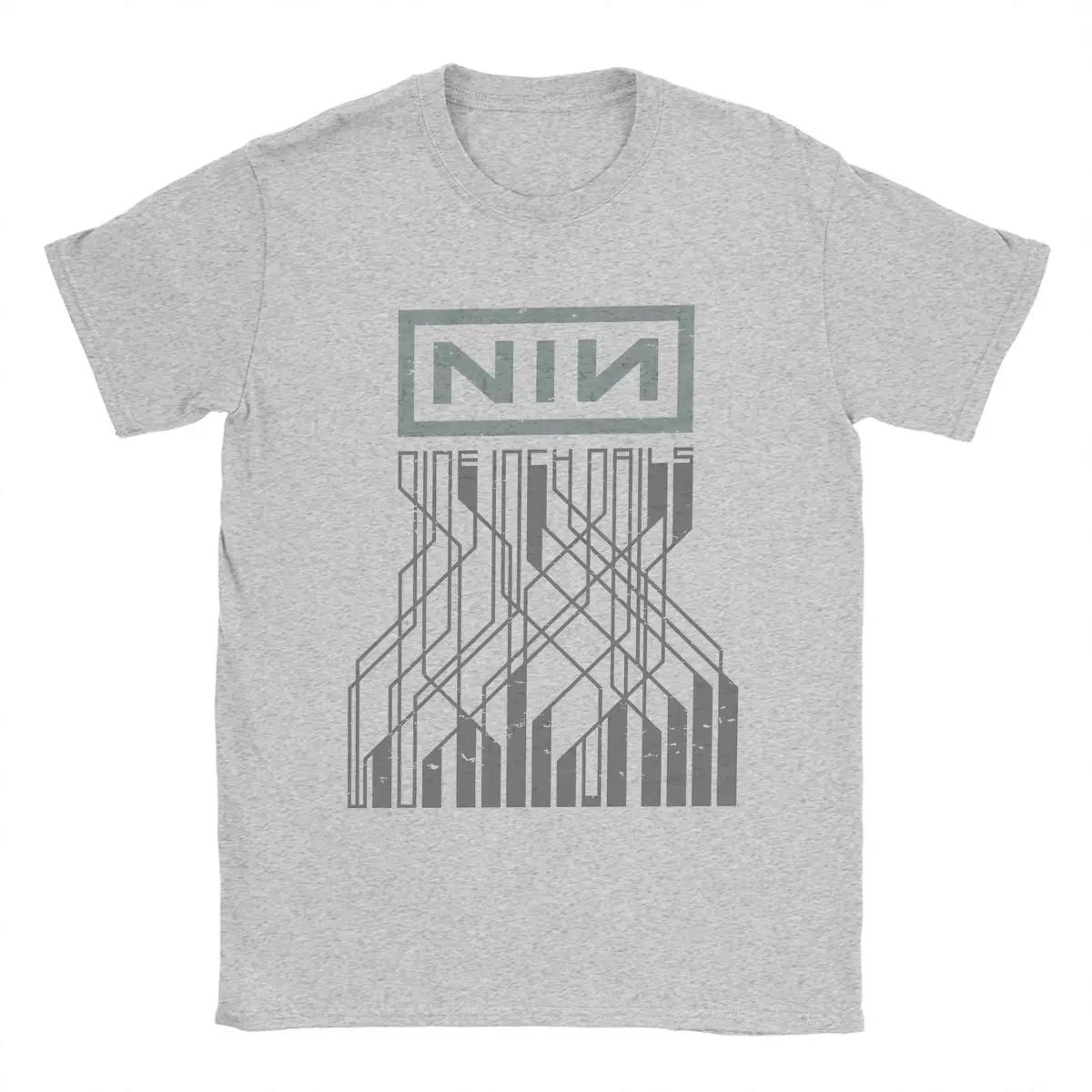 Nine Inch Nails NIN T-Shirts Herren Baumwolle Lustiges T-Shirt Rundhalsausschnitt T-Shirt Kurzarm Tops Große Größe XXXL graue
