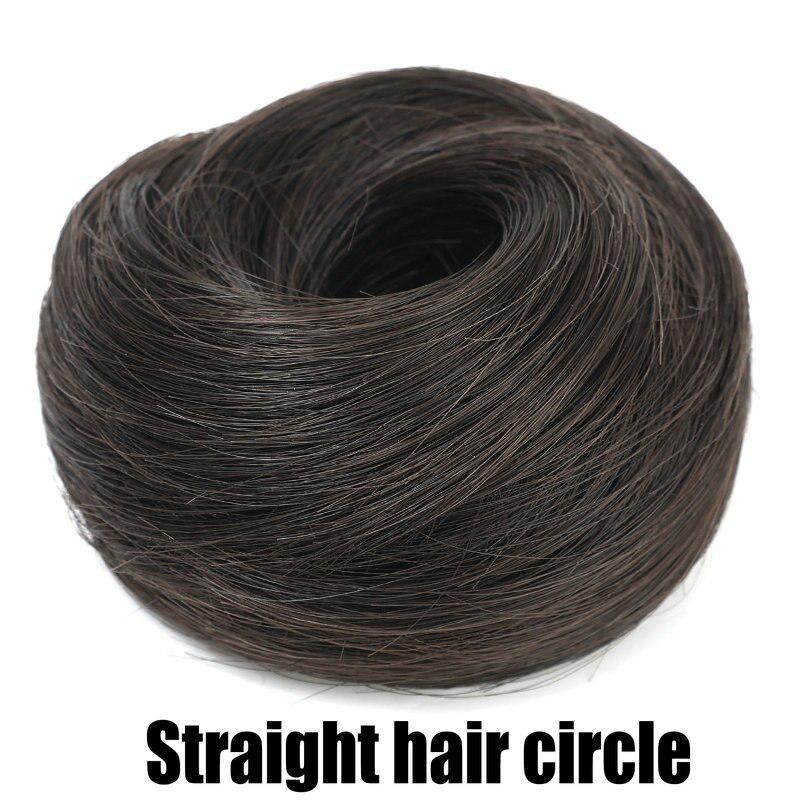 Synthetischer Haarknoten, glattes Haar, hoher Pferdeschwanz, Haarknoten, Haarbänder, elastisches Band, Haarteile für Frauen, Volumen, Fransen, gefälschte Damen-Haar-Accessoires