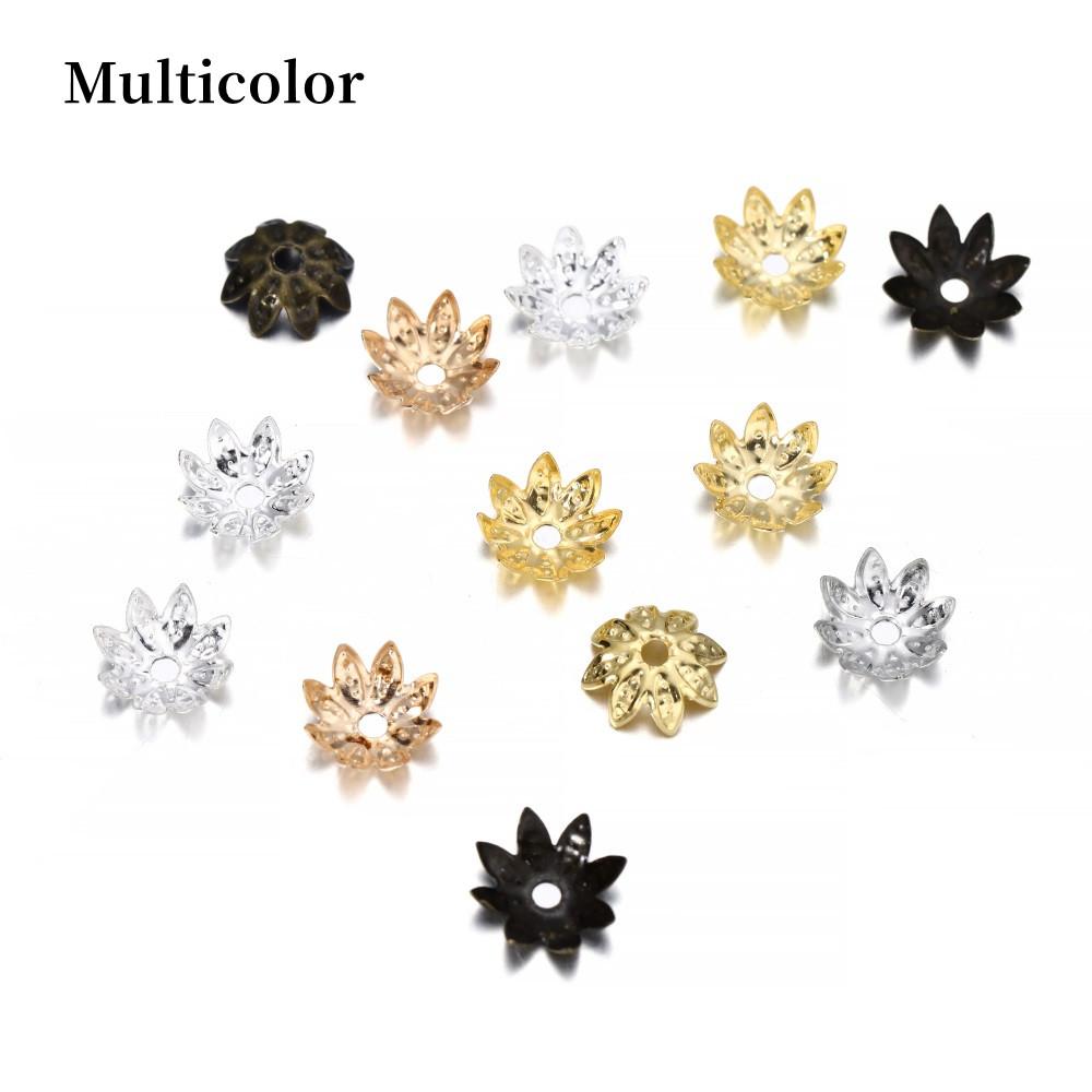 100 teile/los 8 10 mm Lotus Blume Metall Lose Spacer Perlen Kappen Kegel Ende Perlen Kappe Filigran Für DIY Schmuck finden Herstellung 10mm