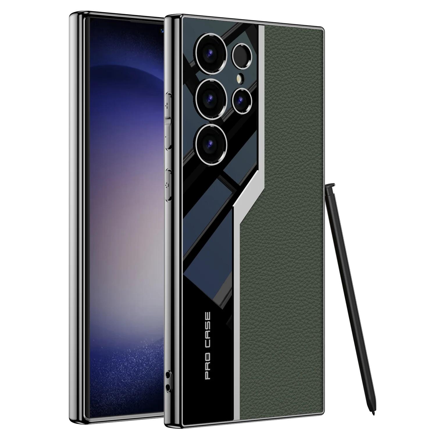Dünne TPU Weiche Supercar Footage S25Ultra Hülle Für Samsung Galaxy S23 S24 S25 Ultra 5G Handyhülle Beschichtung Leder Schutzhülle For Galaxy S23 Ultra&Only Case (No Pen)