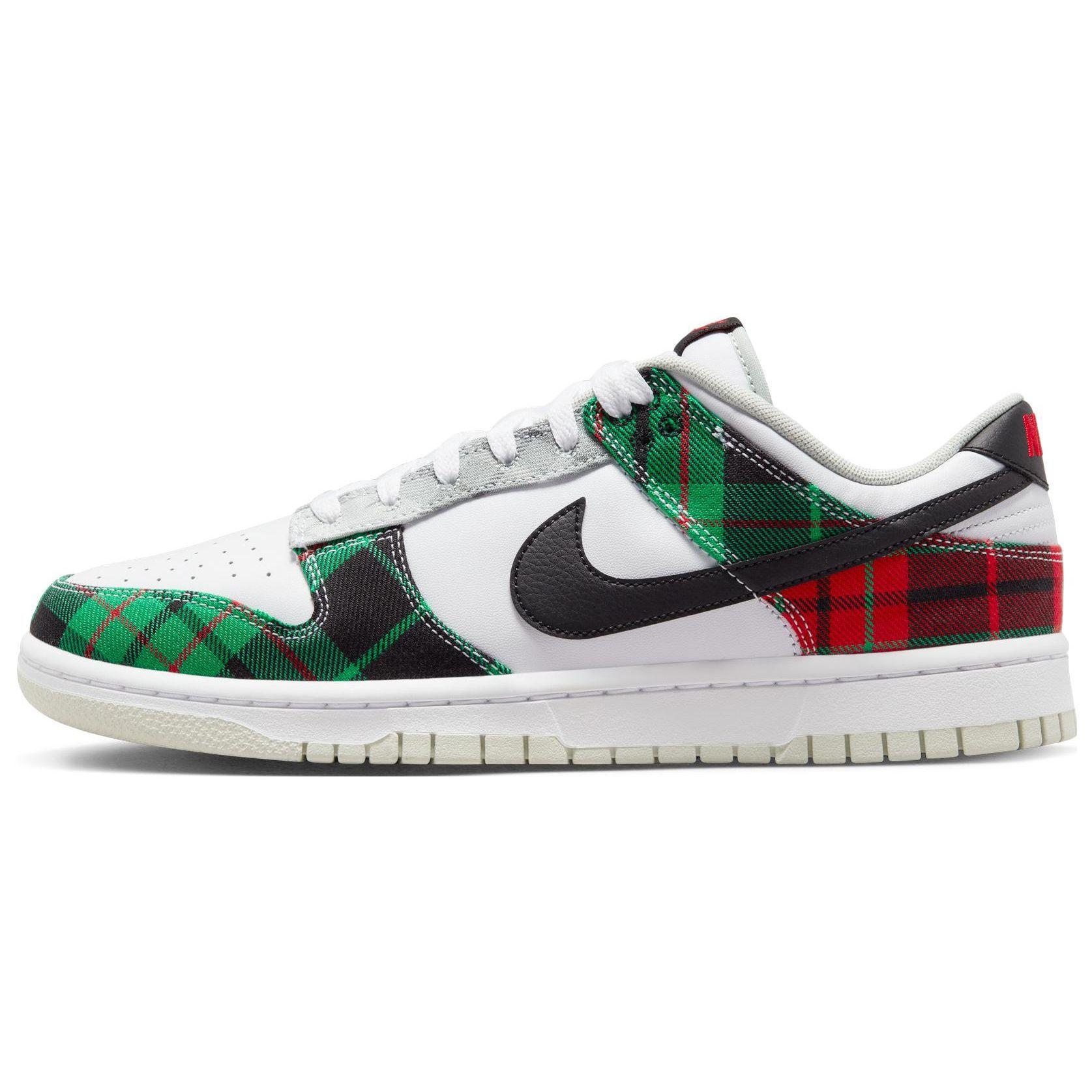 Nike Dunk Low Premium Tartan Plaid Unisex Sneaker Weiß University-Rot Schwarz DV0827-100 38.5