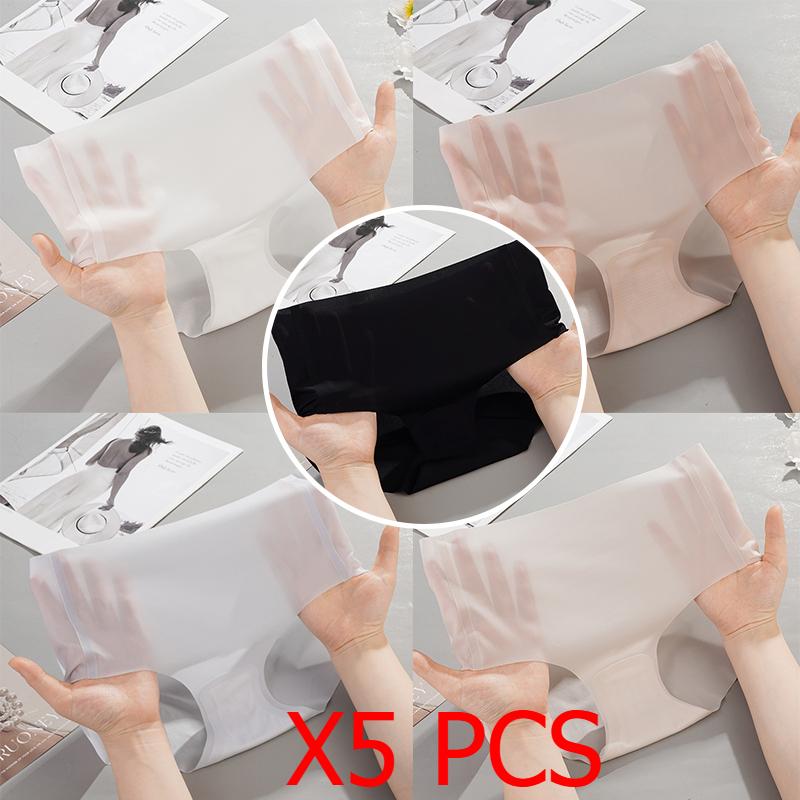 Damen Nahtlose Hipster No Show Unsichtbare Eisseide Stretch Unterwäsche Bikini Unterwäsche Panty Slips Knickers Unterwäsche Ultradünne Sommerunterwäsche XL