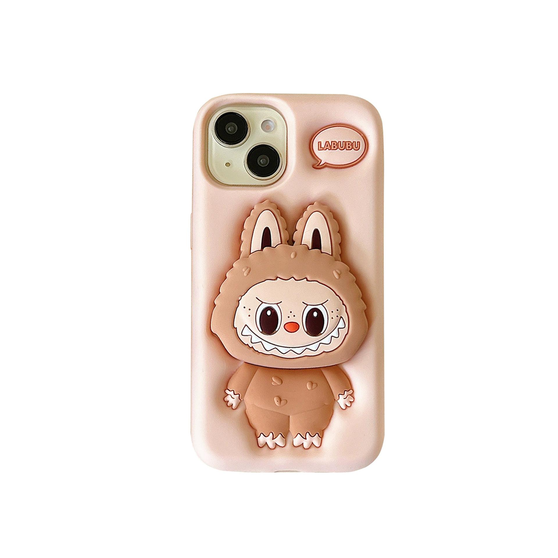 Kawaii Labubu Handyhülle Halter Rutschfest Sturzsicher Schutzhülle Niedlich Cartoon Geeignet für Iphone15promax Iphone13pro 14pro iPhone11 beige