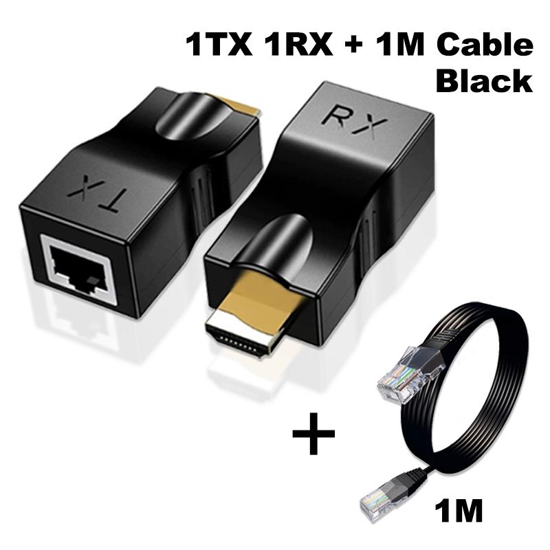 4K HDMI-kompatibler Extender RJ45-Ports Bis zu 30m Über CAT6 5E Netzwerk Ethernet LAN TX RX Adapterkabel HDTV zu RJ45 für DVD PS4