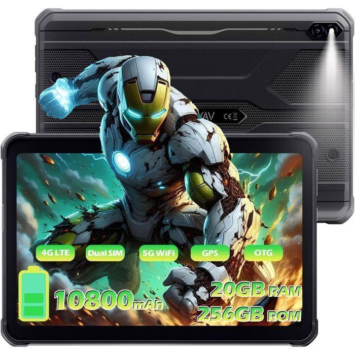 Unzerbrechliches Tablet HOTWAV Tab R10 Pro 20GB+256GB 10.1 Touchscreen-Tablet 10080mAh Android 14 Dual-SIM 4G/GPS/IP68&IP69K Schwarz