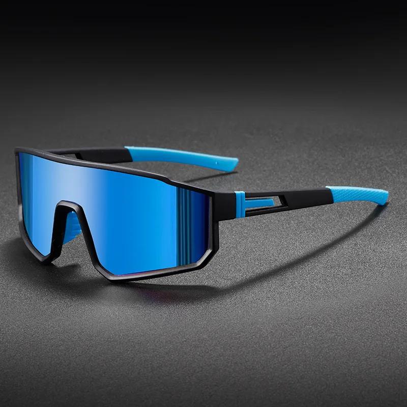 Neue Sonnenbrille mit großem Rahmen für Herren Outdoor-Sport-Sonnenbrille Damenbrille Ski-Brille UV400 blau