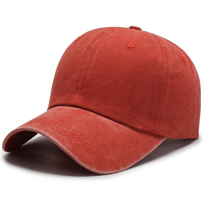 Neue Unisex-Kappe, verstellbar, gewaschene Baumwolle, einfarbig, einfarbig, Baseballkappe, Streetwear, Freizeithut, Kappe 54cm-60cm orange