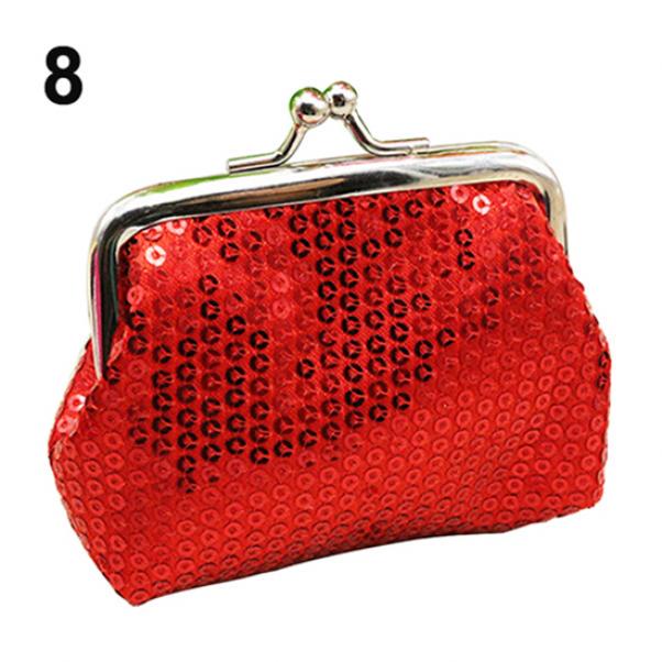 Neue Damen-Geldbörse mit Pailletten, Bling-Bling-Clutch, glitzernde Mini-Geldbörse mit praktischer Schnalle one size rot