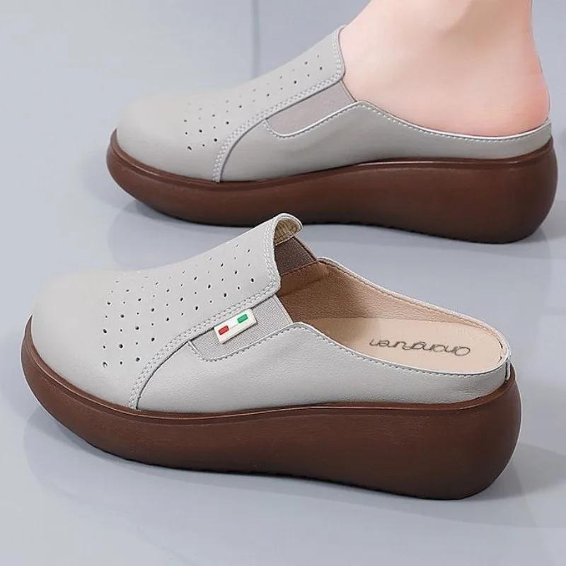 Neue Damen-Sandalen mit atmungsaktiver Zehenkappe und rutschfestem Keilabsatz für Outdoor-Bekleidung, lässige Sport-Strand-Slipper für Damen 35 graue