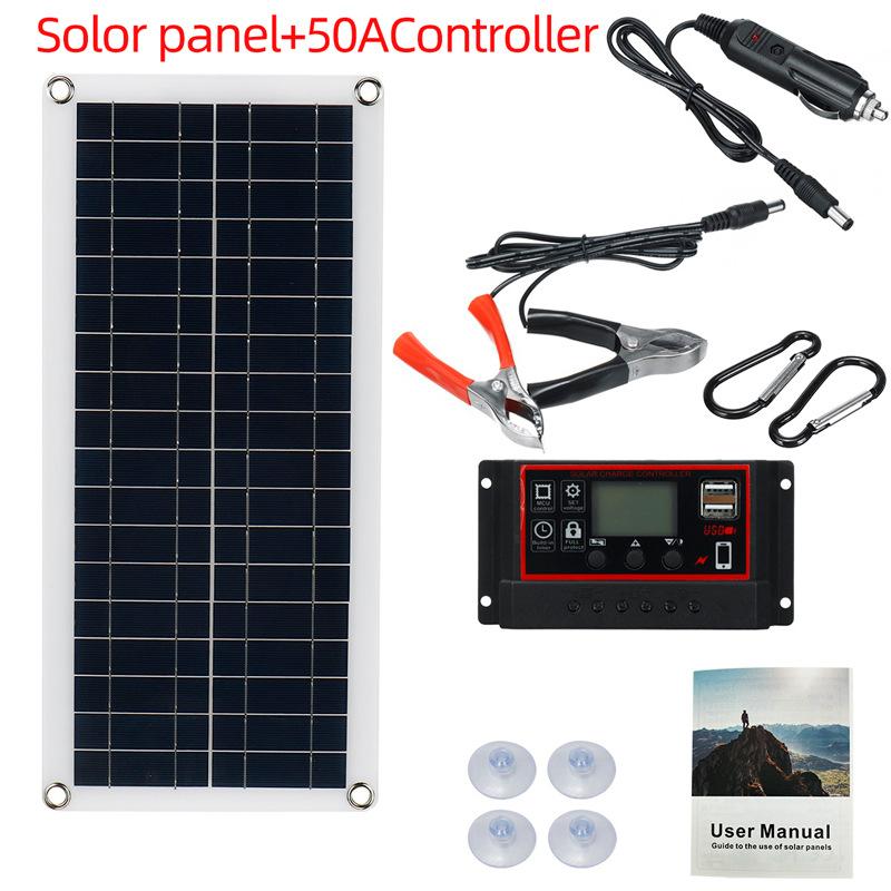 Solarzelle 10A-100A Controller Solar Panel für Camping Telefon RV Auto MP3 PAD Ladegerät Outdoor Batterie Versorgung 【5】Solar panel+50A controller
