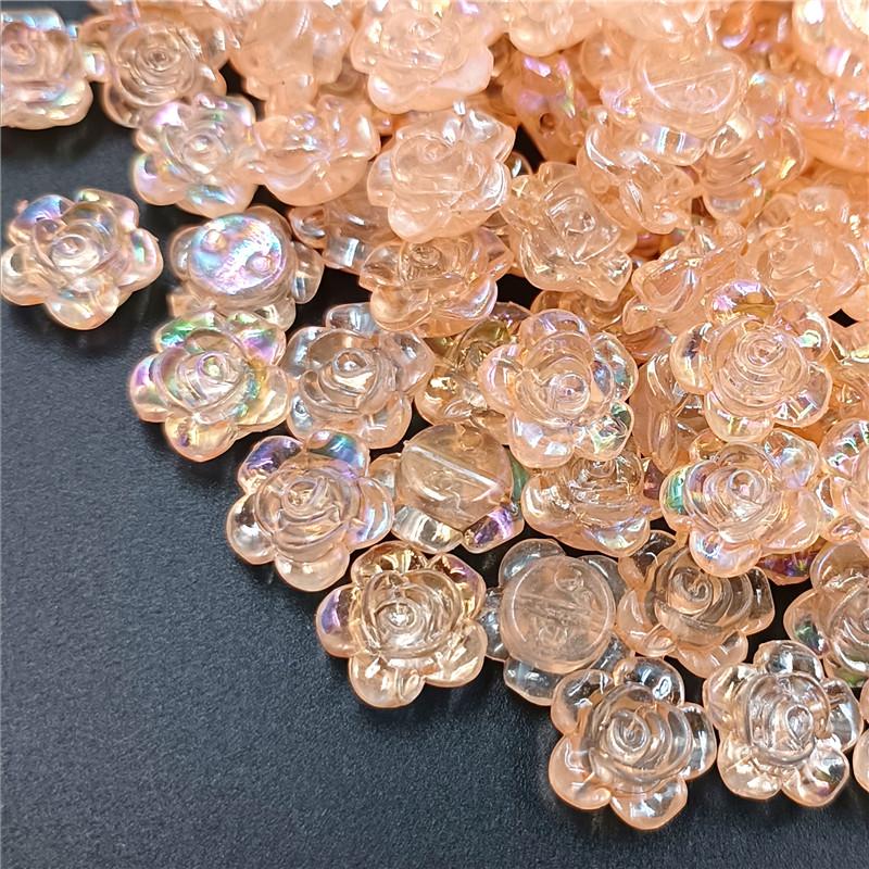 Kreative Perlen in AB-Farbe mit Loch, Charms, lose Abstandsperlen, Acrylperlen, 20 Stück, Perlen zum Basteln für die Schmuckherstellung, handgefertigte Blumen zum Selbermachen orange