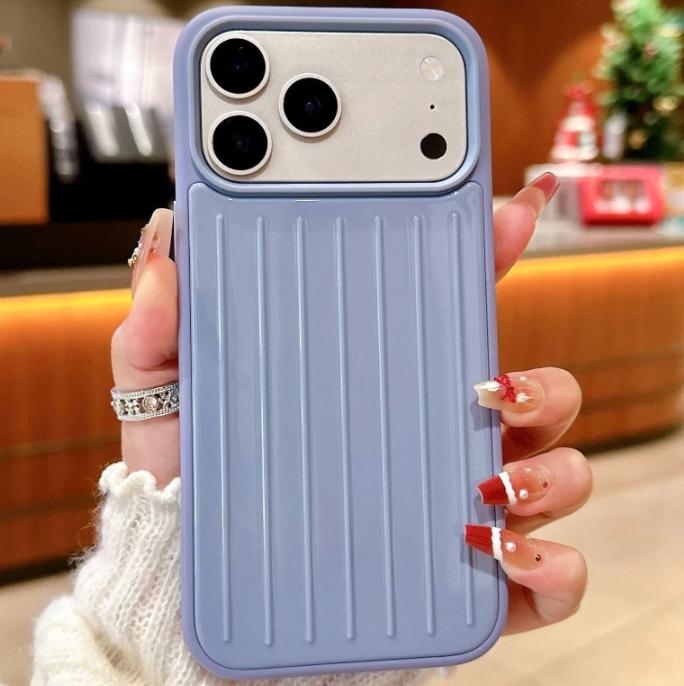 Premium Luxus Aluminiumlegierung Metallischer Glanz 3D Wellenstruktur Gepäck Rimowa Handyhülle Für IPhone 17 Pro Max 16 15 14 13 Sturzschutz Bumper Hülle iPhone 16 Pro lavendel