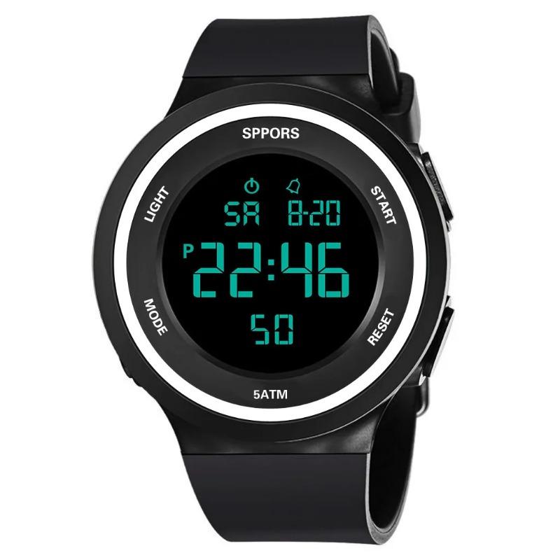 Leuchtende Uhren Herren Elektronische Uhr Militär Uhren Wasserdicht schwimmen Outdoor Sport Armbanduhr Silikon Mode Stunden Uhren weiß