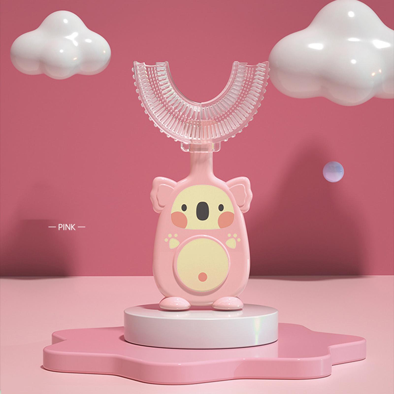 Manuelle Kinder-U-förmige Zahnbürste, Silikon-Zahnbürste, Baby-Mund-Mundreinigung, manuelles Training Boxed small koala pink