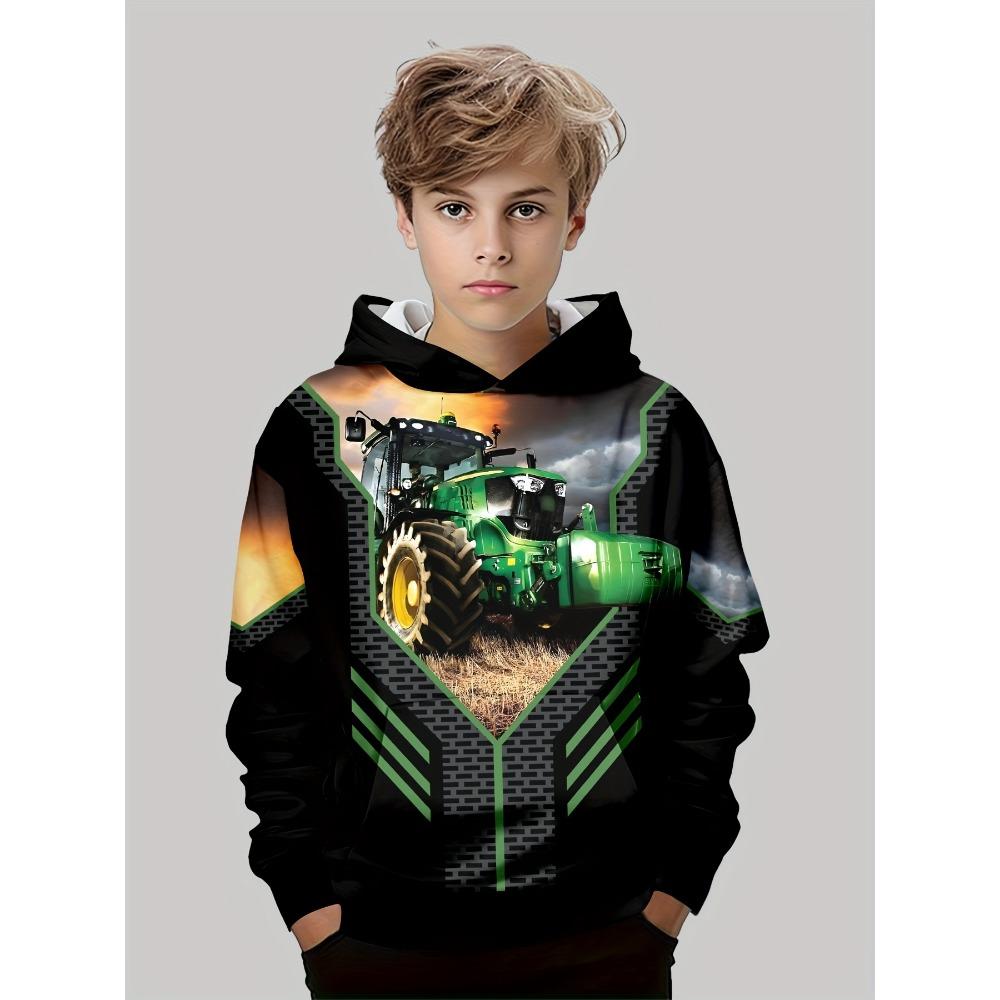 Kinderkleidung Hoodies Langarm Kinderkleidung Jungen Cartoon Kindermode Traktoren Print Mädchen Sommerkleidung Jungen Tops 110
