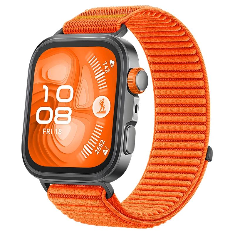 Nylon geflochtenes Schlaufenarmband für Huawei Watch Fit 4 3 Sport Atmungsaktives Armband für Huawei Watch Fit 4 Pro Armband Correa Huawei Fit 4 Pro orange