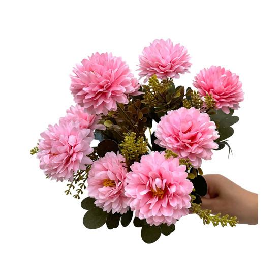 Chrysanthemen-Bund Kunstblumen mit biegsamen Stielen Realistische künstliche Blumen rosa