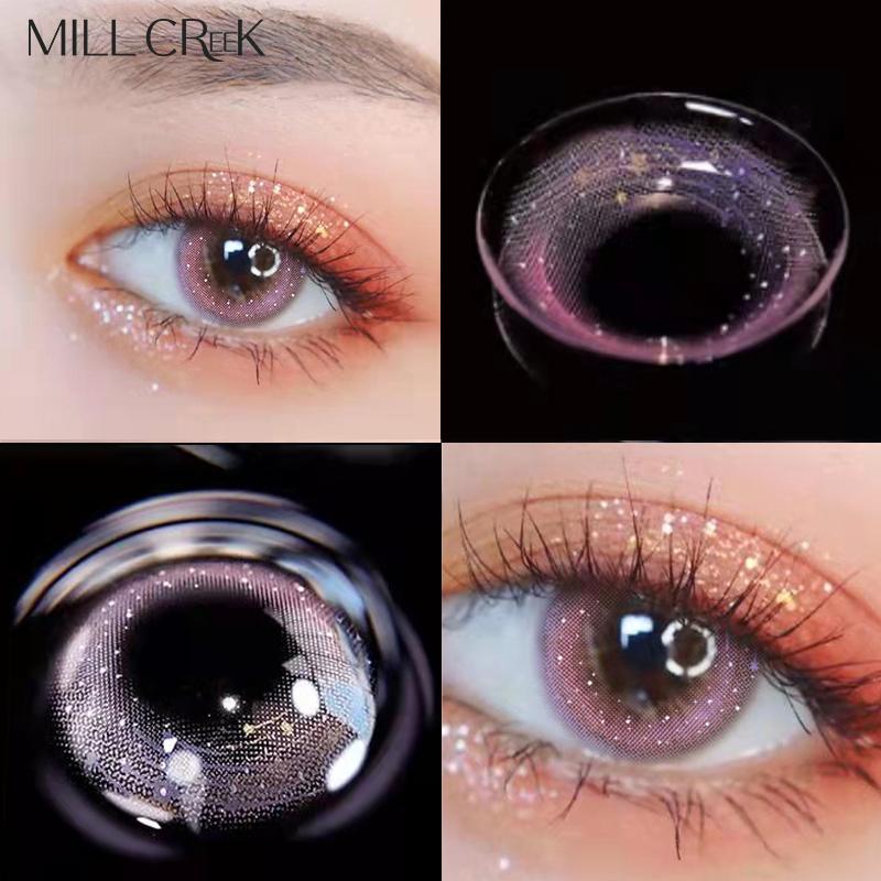 2 Stück/Paar kosmetische Kontaktlinsen, natürliche Kontaktlinsen für verschreibungspflichtige Augen mit Dioptrien, Augenlinse mit großem Durchmesser 0 violett