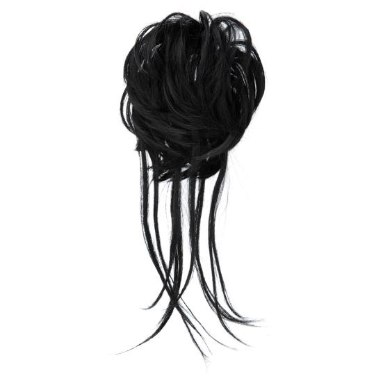 Chignon-Perücke, natürlich, dekorativ, weich, für Damen, Haarverlängerung, künstlicher Haarknoten, Dating-Versorgung A black