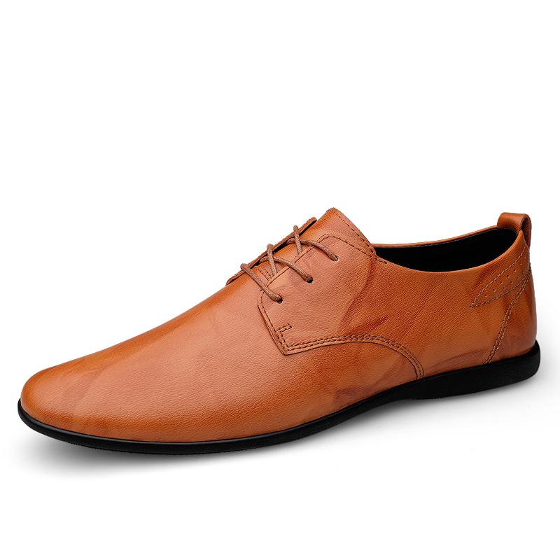 Mode Echtes Leder Herren Freizeitschuhe Modemarke Herren Oxford Schuhe Atmungsaktive Herren Business Schuhe Handgefertigt Formelle Kleiderschuhe 44 hellbraune
