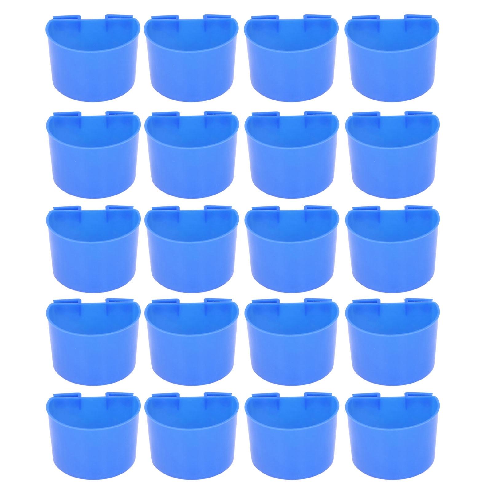 20 Stück Vogelfutternapf Kunststoff Papagei Wasser Fütterbecher Vogelkäfig Futtertrog Set Kit Blau 11x6cm / Large blau