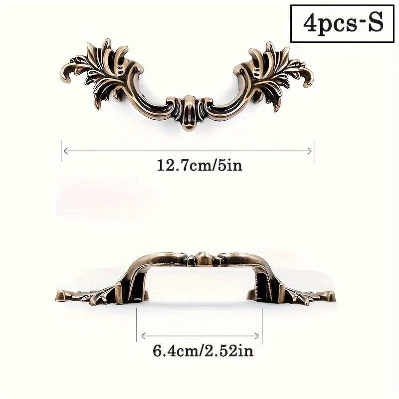 Elegante Schubladengriffe im Vintage-Stil – 4 Stück, antikes Messing für Schrank, Kleiderschrank, Kommode, Badezimmer, Kleiderschrank (Doppelloch mit Schrauben) 4PCS-S