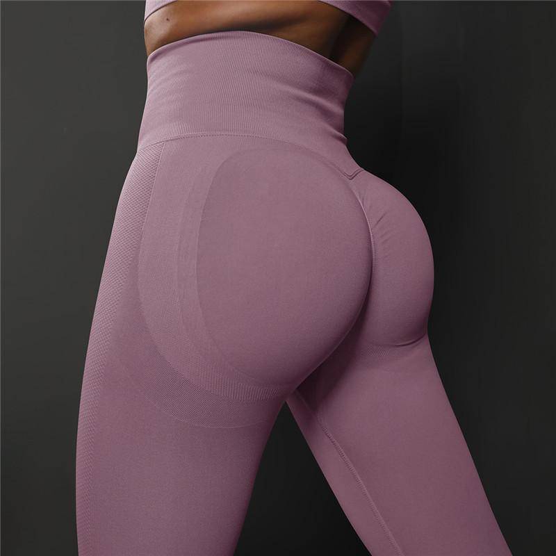 Nessaj Frauen Scrunch Butt Gym Yoga Strumpfhosen Hohe Taille Nahtlose Leggings Slim Fitness Workout Hosen S licht lila