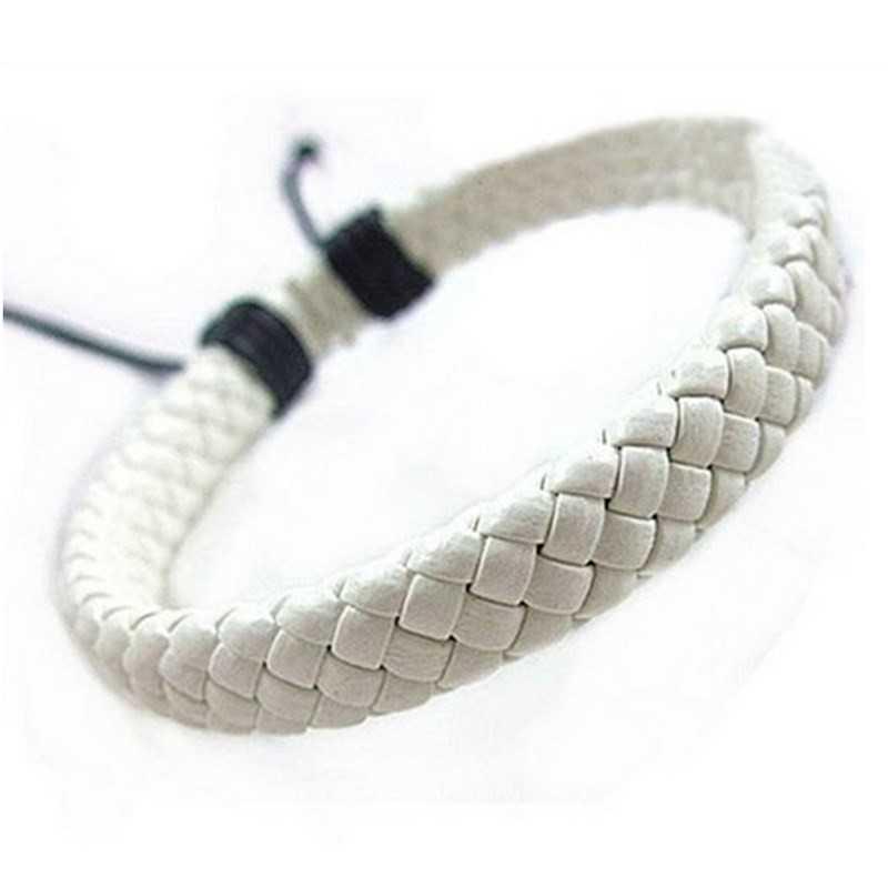 Trendige Charm-Armbänder, Lederschmuck, gewebte Seilkette, bequem, Vintage-Stil, für Männer und Frauen, Böhmen-Geschenk weiß